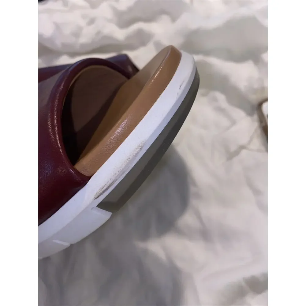 Aquatalia Womens Sharla Nappa Mulberry Comfort (Burgundy) Sandals Slides Sz 9.5